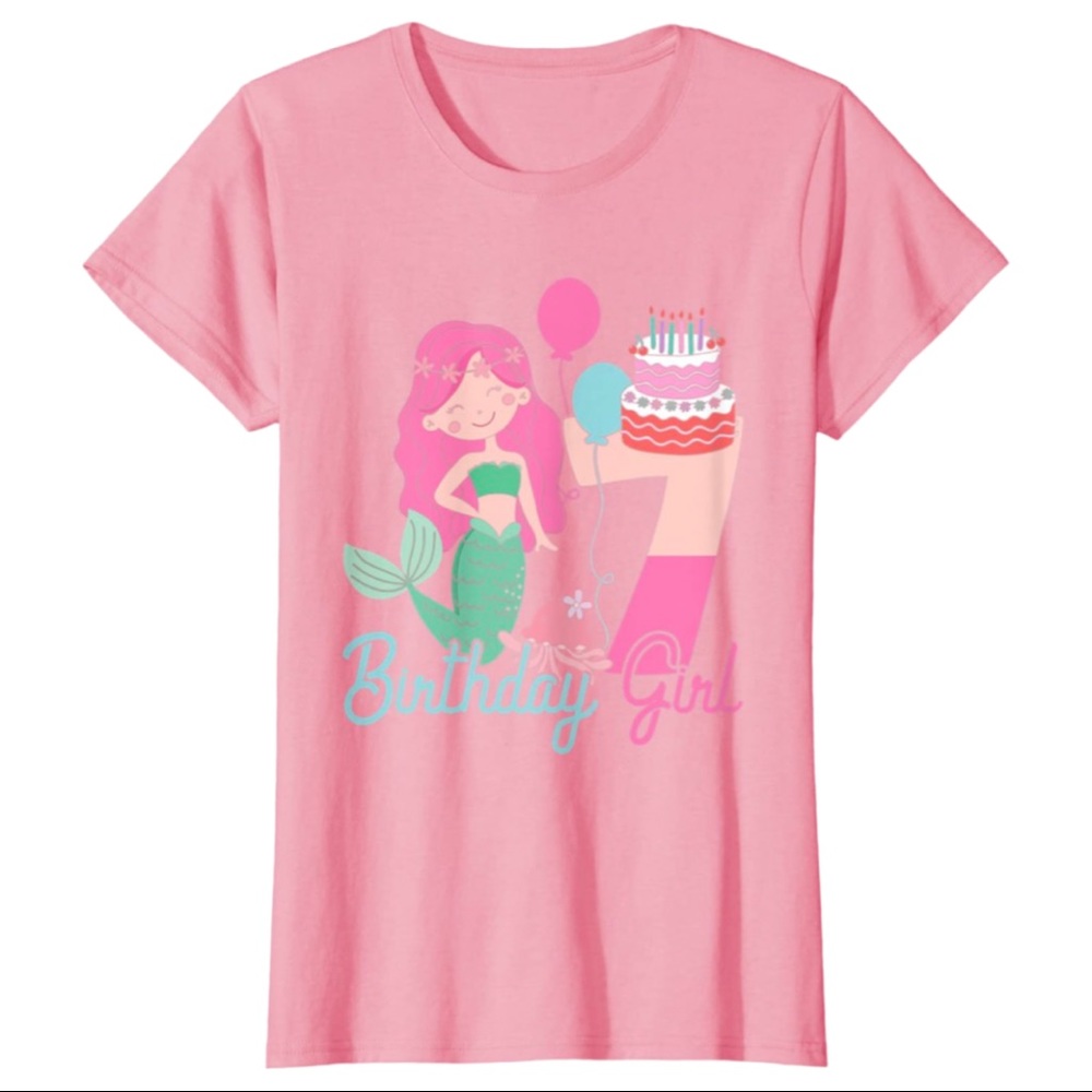 Mermaid Theme 7th Birthday Girl T-Shirt